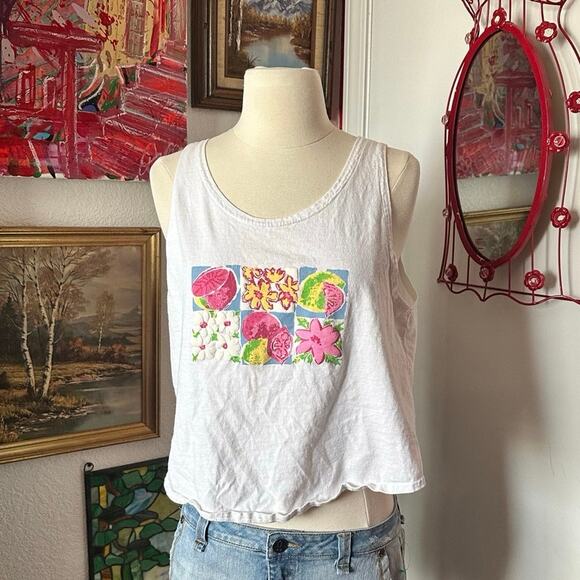 la sport Tops - la sport bodywear white floral graphic tank top vintage y2k